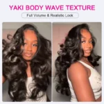 Yaki Body Wave Half Wig Pre Style Layered 100% Human Hair Pull Go with Adjustable Drawstring - Image 6
