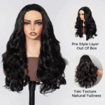 Yaki Body Wave Half Wig Pre Style Layered 100% Human Hair Pull Go with Adjustable Drawstring - Image 7