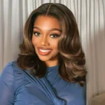 Ombre Brown Highlight Color Loose Wave Wig Butterfly Layered Cut 6×5 Glueless Wig 200% Density - Image 9