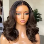Ombre Brown Highlight Color Loose Wave Wig Butterfly Layered Cut 6×5 Glueless Wig 200% Density - Image 6