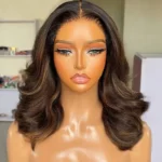 Ombre Brown Highlight Color Loose Wave Wig Butterfly Layered Cut 6×5 Glueless Wig 200% Density - Image 5