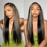 Balayage Highlight Straight Hair 6×5 Glueless 13×4 HD Lace Full Frontal Wig 100% Human Hair