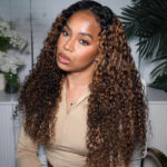 Highlight Curly Wig 6×5 13×4 HD Lace Front Wig Mix Color 1B/30 Human Hair