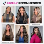 Balayage Highlight U Part Human Hair Wig Straight/Body Wave No Glue Protective Style Black with Blonde Highlight - Image 7