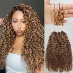 Kinky Curly Highlight 4/30/27 Crochet Human Hair Extension for Boho Braids Pre-Separated Miracle Knots Style