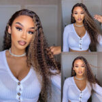 Highlight Curly Honey Blonde Color 6×5 13×4 Lace Front Wig Mix Color 4/27 Human Hair Wigs - Image 5