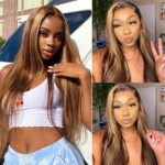 Highlight Honey Blonde Straight Hair Lace Front Wigs 180% Density - Image 10