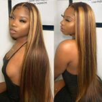 Highlight Honey Blonde Straight Hair Lace Front Wigs 180% Density - Image 9