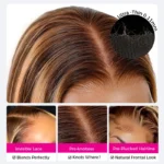 4/27 Highlight Straight 6×5 Wear Go 13×4 HD Glueless Lace Front Wig Honey Blonde Mix Brown Color - Image 6