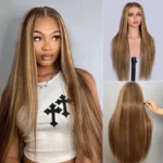 4/27 Highlight Straight 6×5 Wear Go 13×4 HD Glueless Lace Front Wig Honey Blonde Mix Brown Color
