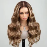 Balayage Highlight Straight/Body Wave 6×5 Lace Glueless Human Hair Wig Ash Blonde Color Drawstring Wig - Image 11