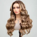 Balayage Highlight Straight/Body Wave 6×5 Lace Glueless Human Hair Wig Ash Blonde Color Drawstring Wig - Image 10