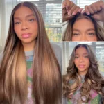 Balayage Highlight Straight/Body Wave 6×5 Lace Glueless Human Hair Wig Ash Blonde Color Drawstring Wig - Image 4