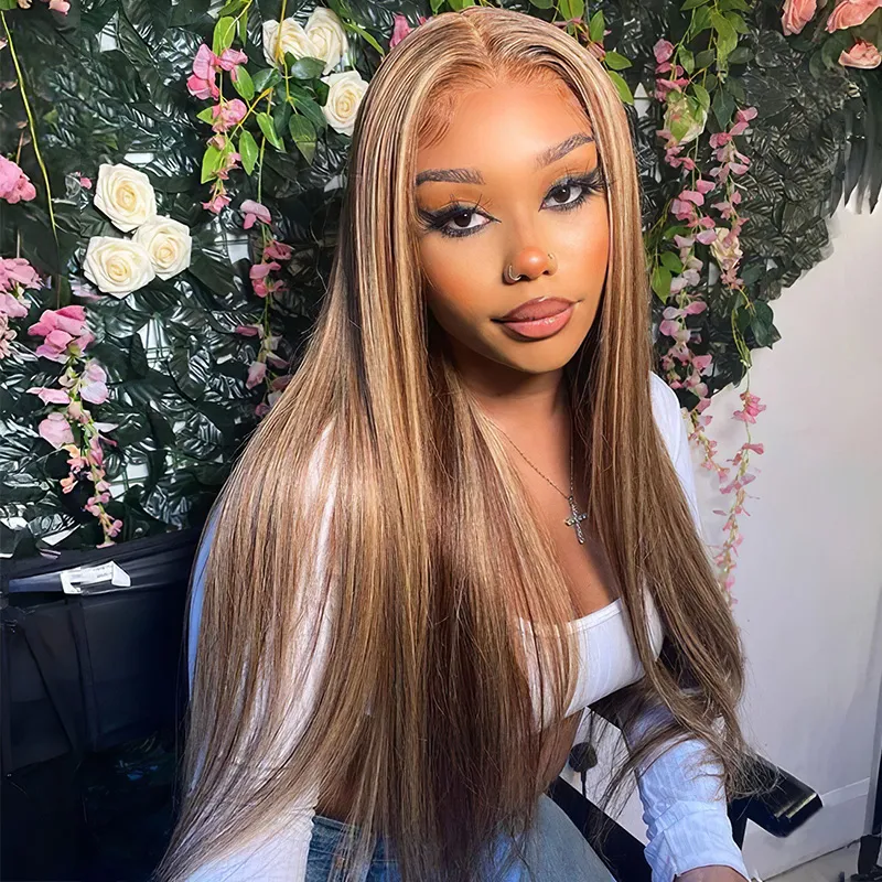 Honey Blonde Highlight Straight/Body Wave 6×5 Lace Glueless Human Hair Wig Pre Cut Lace & Bleached Honey Blonde Highlight Straight/Body Wave 6×5 Lace Glueless Human Hair Wig Pre Cut Lace & Bleached - Image 1