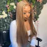 Honey Blonde Highlight Straight/Body Wave 6×5 Lace Glueless Human Hair Wig Pre Cut Lace & Bleached - Image 2