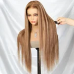 Honey Blonde Highlight Straight/Body Wave 6×5 Lace Glueless Human Hair Wig Pre Cut Lace & Bleached - Image 4