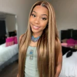Honey Blonde Highlight Straight/Body Wave 6×5 Lace Glueless Human Hair Wig Pre Cut Lace & Bleached - Image 6