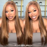 Honey Blonde Highlight Straight/Body Wave 6×5 Lace Glueless Human Hair Wig Pre Cut Lace & Bleached - Image 3