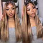 Balayage Highlight Straight/Body Wave 6×5 Lace Glueless Human Hair Wig Ash Blonde Color Drawstring Wig - Image 7