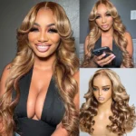 Honey Blonde Highlight Straight/Body Wave 6×5 Lace Glueless Human Hair Wig Pre Cut Lace & Bleached - Image 14