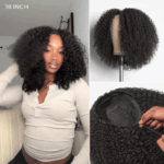 Kinky Curly Half Wig Glueless Install 100% Human Hair Adjustable Drawstring Beginner Friendly - Image 2