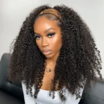 Kinky Curly Half Wig Glueless Install 100% Human Hair Adjustable Drawstring Beginner Friendly - Image 9