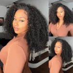 Kinky Curly Half Wig Glueless Install 100% Human Hair Adjustable Drawstring Beginner Friendly - Image 3