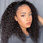 Short Kinky Curly Affordable Headband Wig 100% Human Hair - Image 3