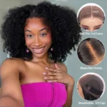 Kinky Curly Short Glueless 6×5 HD Lace Closure Bob Human Hair Wigs Pre Cut Lace Plucked Hairline 250% Density - Image 5