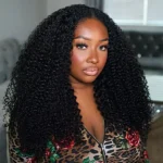 Kinky Curly V Part Human Hair Wig Pull Go Drawstring Glueless Wig For Beginner 180% Density - Image 10