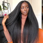 Kinky Straight Wear Go Pre-Cut 6×5 Lace Glueless Closure Wig Pre Plucked Hairline