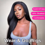 Kinky Straight Wear Go Pre-Cut 6×5 Lace Glueless Closure Wig Pre Plucked Hairline - Image 9