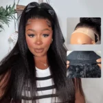 Drawstring 360 Lace Frontal Kinky Straight Glueless Wigs 100% Human Hair Pre Everything MyOwn Hairline - Image 3