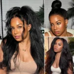 Drawstring 360 Lace Frontal Kinky Straight Glueless Wigs 100% Human Hair Pre Everything MyOwn Hairline - Image 4