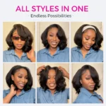 Kinky Straight Bob Half Wig Wear Go 100% Human Hair Flip Over Wig Beginner Friendly - Image 11