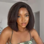 4C Edges Hairline | Kinky Straight Short Bob Human Hair Glueless Wigs Side Part 6×5 Lace 180% Density - Image 4