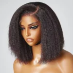 4C Edges Hairline | Kinky Straight Short Bob Human Hair Glueless Wigs Side Part 6×5 Lace 180% Density - Image 2