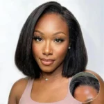 Kinky Straight Bob Half Wig Wear Go 100% Human Hair Flip Over Wig Beginner Friendly