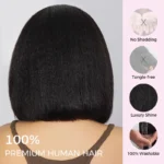 Kinky Straight Bob Half Wig Wear Go 100% Human Hair Flip Over Wig Beginner Friendly - Image 5