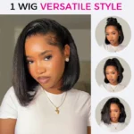 Kinky Straight Bob Half Wig Wear Go 100% Human Hair Flip Over Wig Beginner Friendly - Image 7