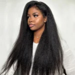 Kinky Straight Half Wig Wear Go Glueless 100% Human Hair Flip Over Wig for Beginners