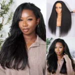 Kinky Straight Bob Half Wig Wear Go 100% Human Hair Flip Over Wig Beginner Friendly - Image 15