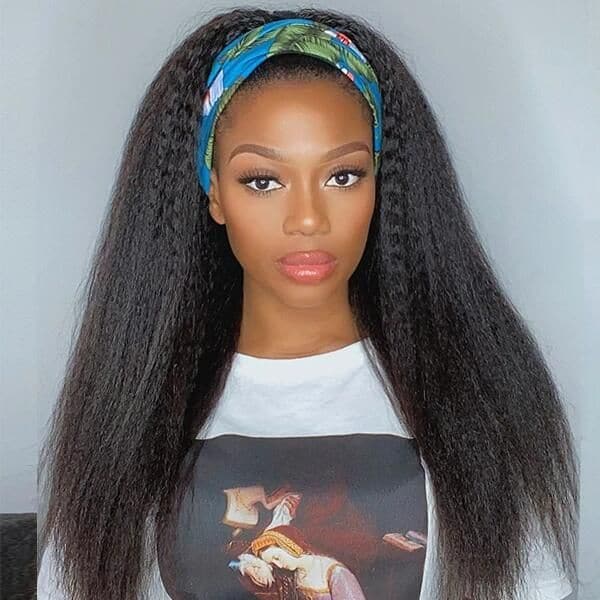 Kinky Straight Headband Wig Brazilian Yaki Straight Human Hair Wig Kinky Straight Headband Wig Brazilian Yaki Straight Human Hair Wig - Image 1