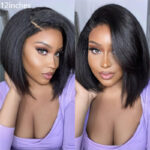 4C Edges Hairline | Kinky Straight Short Bob Human Hair Glueless Wigs Side Part 6×5 Lace 180% Density - Image 11
