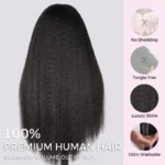 Kinky Straight Glueless 6×5 Lace Human Hair Wig Pre Cut Lace Bleached Knots Ear Fit C Cap - Image 4