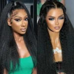 Drawstring 360 Lace Frontal Kinky Straight Glueless Wigs 100% Human Hair Pre Everything MyOwn Hairline - Image 12