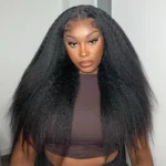 Kinky Straight Glueless 6×5 Lace Human Hair Wig Pre Cut Lace Bleached Knots Ear Fit C Cap - Image 2