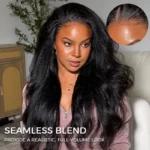 Kinky Straight Drawstring V Part Human Hair Wig Opening Size Seamless Blend 200% Density - Image 4