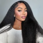 Kinky Straight V Part Wig Human Hair Super Natural Protective Style 180% Density - Image 3