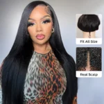 Kinky Straight V Part Wig Human Hair Super Natural Protective Style 180% Density